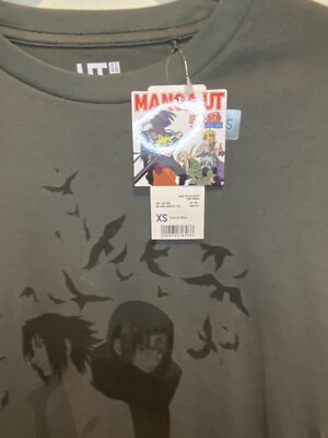 Uniqlo X Naurto Manga UT Shirt Sasuke And Itachi Uchiha XS Gray | eBay