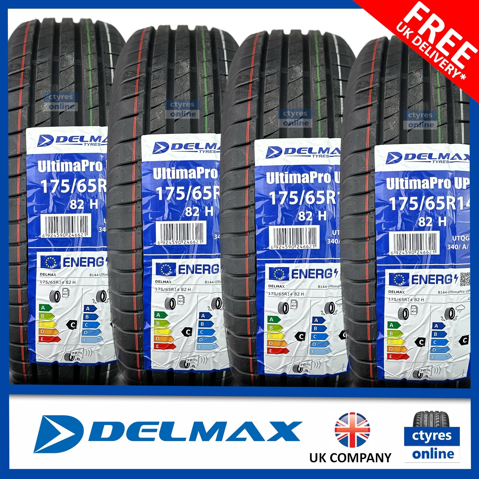4X New 175 65 14 DELMAX ULTIMAPRO 82H 175/65R14 1756514 *C WET GRIP* (4 ...