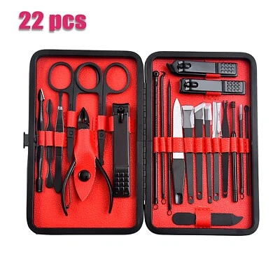 MARKENLOS Nagelpflege Set Maniküre Etui 22tlg mit Nagelschere Solingen Lederetui Edelstahl