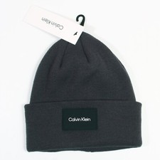  48 Calvin Klein Men's Rubber CK Logo Cuffed Beanie Hat One Size
