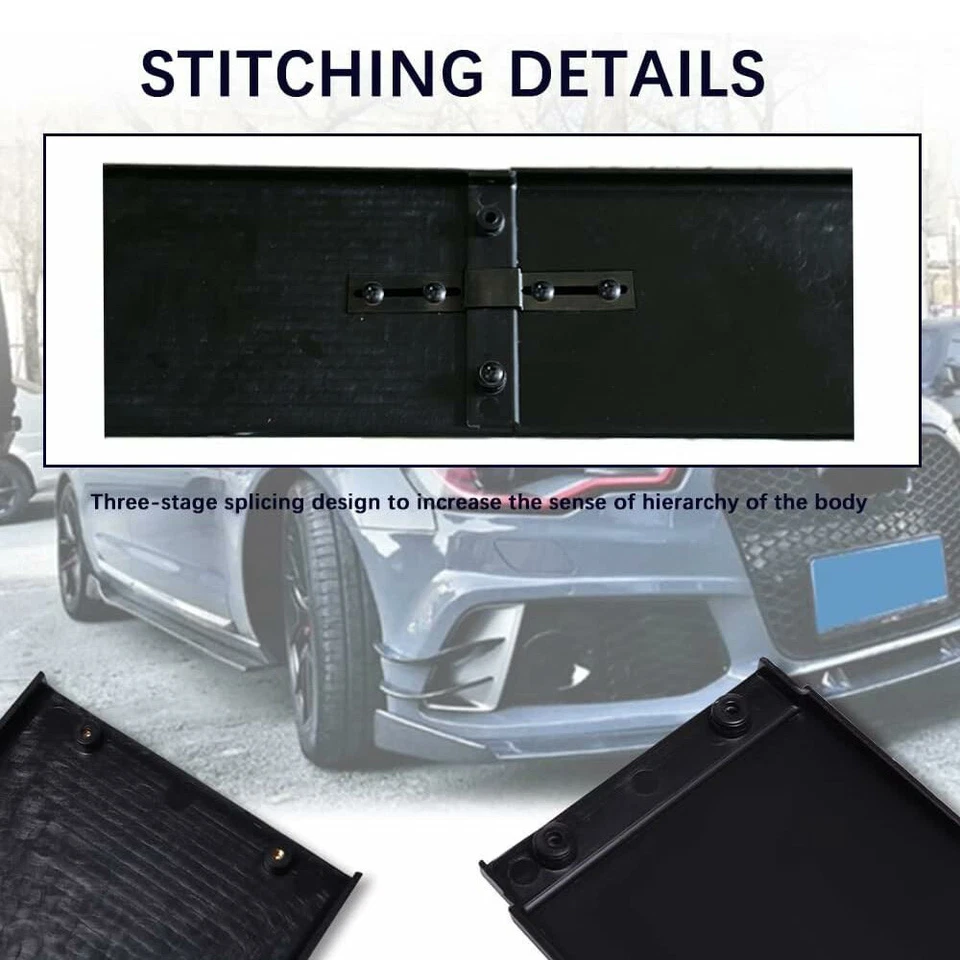 Gloss Black Side Skirts and Rear Side Splitter Lip For INFINITI Q50 14-17 18-22 - Image 3 of 4