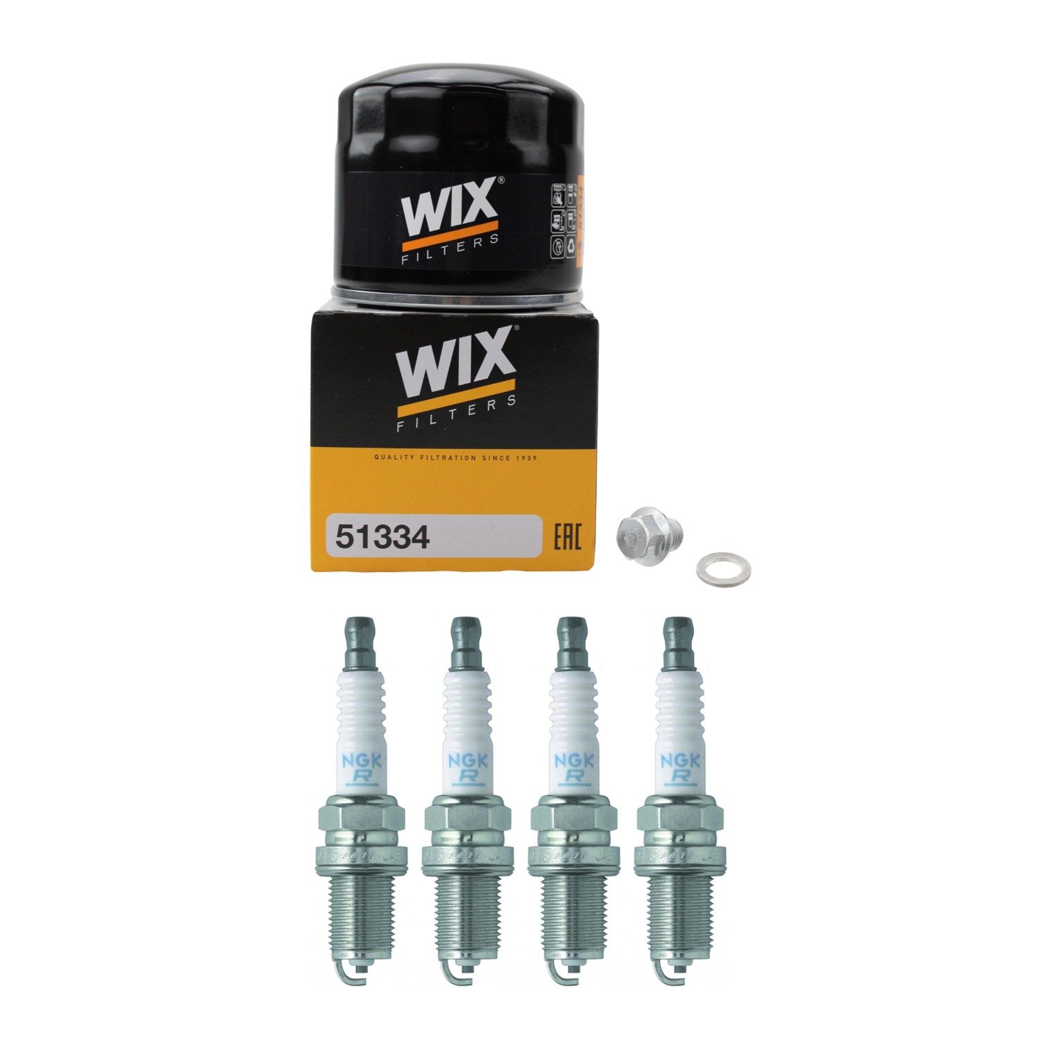 Wix Engine Oil Filter  NGK 4 V-Power Spark Plugs kit for Integra 1.8L L4 DOHC