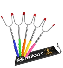 Briout Extendable Marshmallow Roasting Sticks- Extra Long 45'' Stainless Stee...