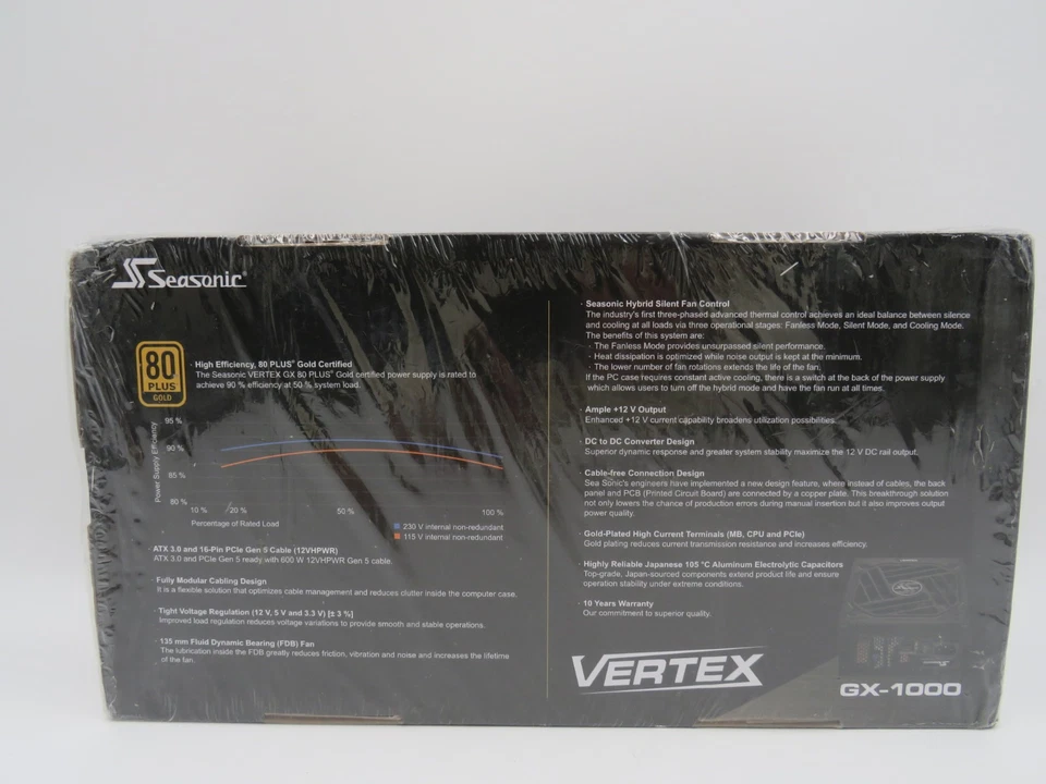 Seasonic Electronics Vertex GX-1000 1000W 80 Plus Gold ATX Modular NEW SEALED - Image 4 of 4