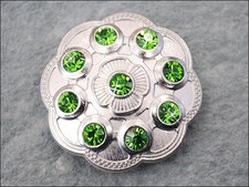 C-TY16 Set Of 16 Western Screw Back Concho Green Crystal Floral Bling Cowgirl
