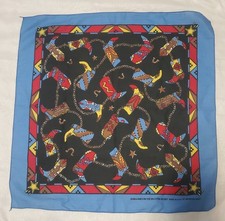 VTG Hav-A-Hank Western Cowboy Boot Bandana Handkerchief 50/50 USA RN 15187