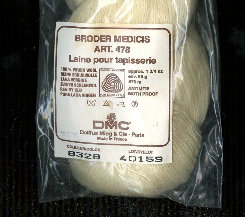 1 HNK VINTAGE DMC BRODER MEDICIS ART. 478 VIRGIN WOOL THREAD 623 YDS #8328 Ivory - Image 2 of 2