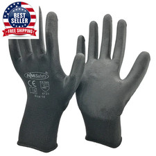 12 Pairs/ 24Pcs Knitted Safety Work Gloves Construction Security Garden Rubber I