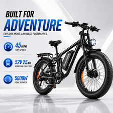 Dual Motor Ebike 5000W AWD Electric Bike for Adults 26" Fat Tires 45MPH Off-Road