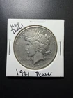 1921 $1 Peace Dollar Key Date Peace Dollar VF Details 90% Silver Album Filler