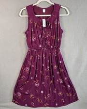Old Navy Women's Floral Knee Length Sleeveless Dress Size S Merlot NWT