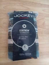 4 Jockey Men  s Classic Full Rise Briefs Underwear Size 38 New
