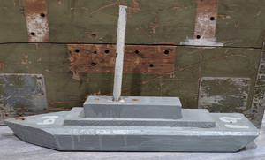 WW2 Era Wooden Folk Art Home Front Toy US Navy Battleship Boat 18" Long Unmarked