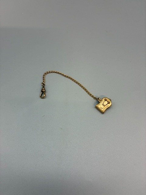 Antique J.M.F. Co. Watch Fob Chain w/Dog Clip  5"