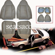  For 2001 Ford F250 F350 F450 Driver&Passenger Bottom Top Leather Seat Cover TAN