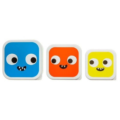 3-teiliges Kinder Brotdosen Set Monster luftdicht stapelbar Schule Picknick Lebensmittel Aufbewahrung