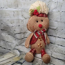 Transpac Gingerbread Man Plush 13"  Seated Baking Cooking Kitchen