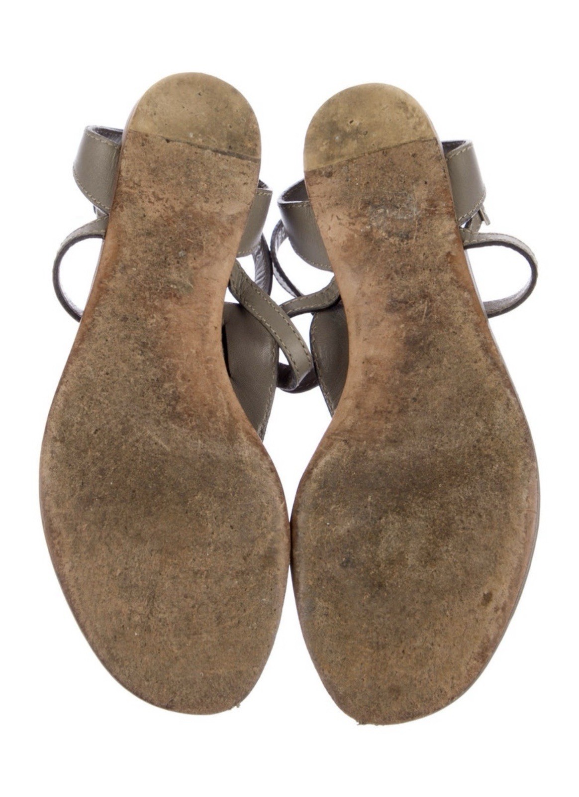 Gucci Authentic Solid Gray Leather Thong Strappy … - image 5