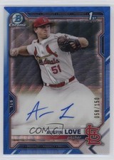 2021 Bowman Draft Chrome Pick Blue Wave Refractor 58/150 Austin Love Auto 2s2