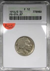 1914/3 Buffalo Nickel ANACS F12 FS- 101 14.87 Soapbox Holder