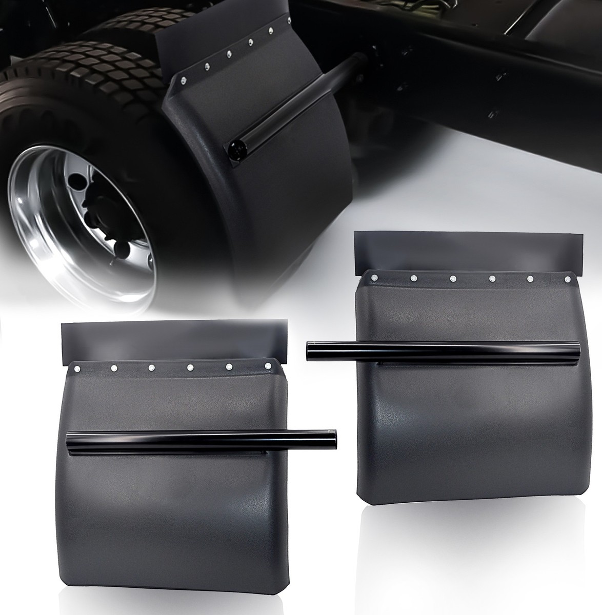 Loderas Para Camion CHDT66 Quarter Fenders For Semi Truck, 24" X 24"Semi Truck Quarter Fenders W/Round Tube Arm And All Hardware Included, Right And Left Semi Quarter Trailer Fenders Single Axle - Foto 9