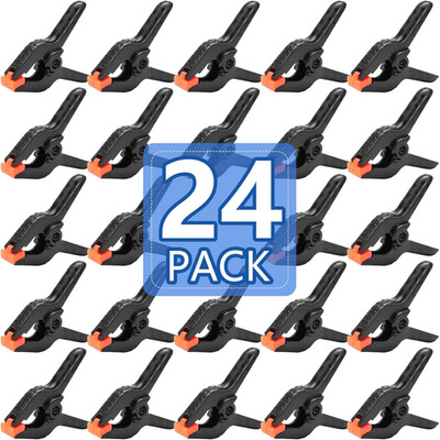 24 Pack 3.5 Inch Plastic Spring Clamps, Black Heavy Duty Clips, Backdrop Clips