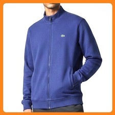 Lacoste Full Zip Track Jacket Men Large Blue Cotton Stretch Mock Neck Crocodile