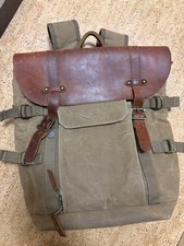 National Geographic Camera Backpack Canvas Leather Beige Used