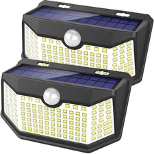 2-Pack Solar Motion Sensor Lights 120 LED, 3 Modes, Reflector, IP65 Waterproof