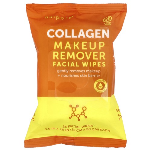 Collagen Makeup Remover Facial Wipes, 25 Wipes