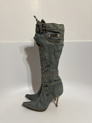 Vtg Dolce & Gabbana D&G Blue Denim Boots 37 | eBay