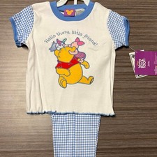 Vintage Disney Winnie the Pooh Gingham Set with Suspenders 2T