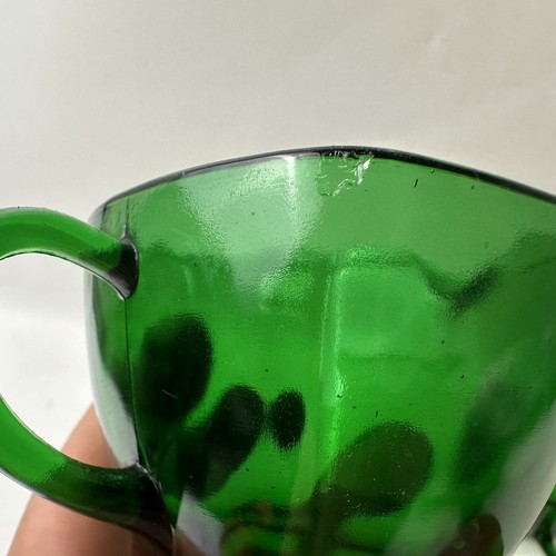 Anchor Hocking Cream And Sugar Set Emerald Green Glass Vintage - Picture 4 of 8