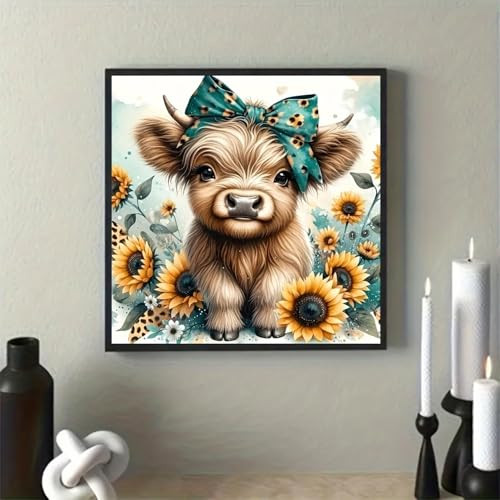 Diamond Art Painting Kits for Adults, Cow 5D Diamond Painting Dots Art Kits - Picture 5 of 7