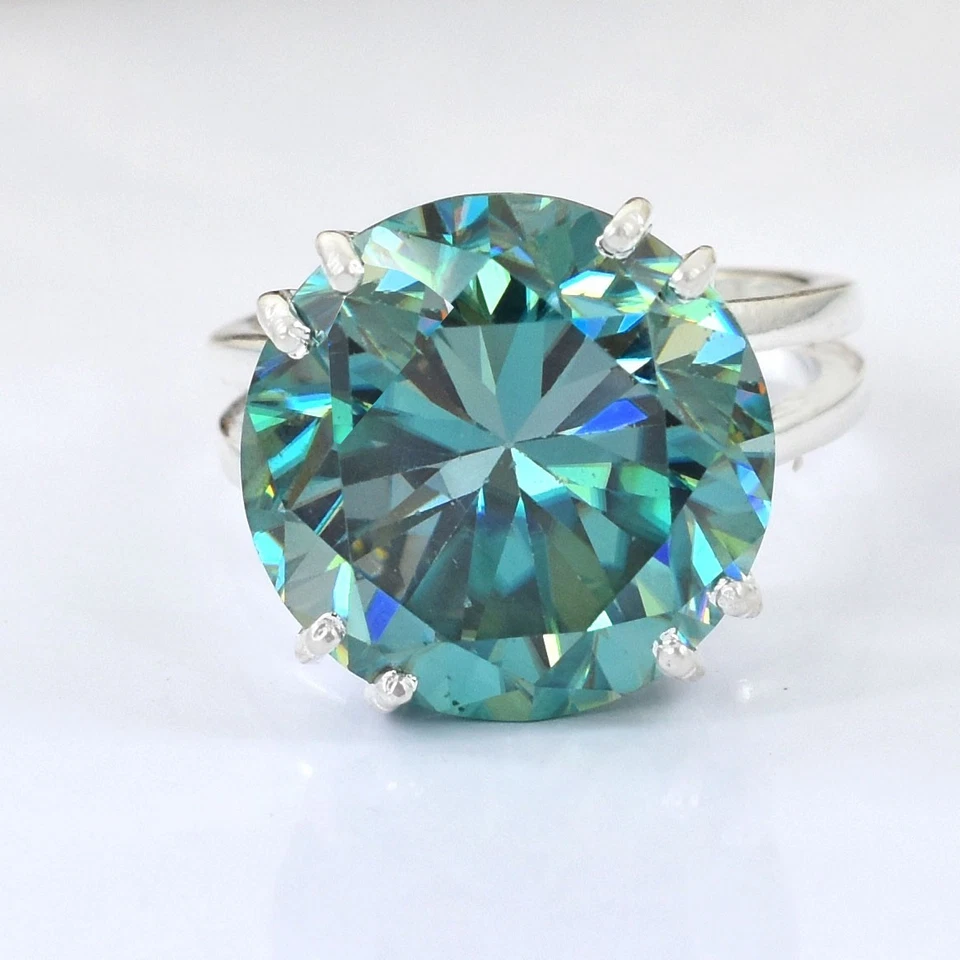 Anillo solitario de diamantes azules de 9,00 quilates RARO, regalo para boda - ¡Tachuelas de diamantes GRATIS! Foto 4 de 4