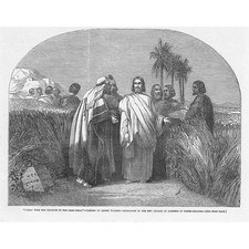 HENRY WARREN Christ with the Disciples in the Corn Field - Antique Print 1850