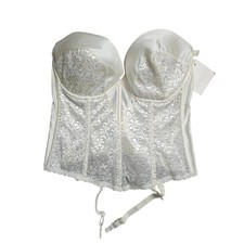 Vintage Carnival Ivory Lace Bustier Longline Bra Garter Straps 40D USA NWT