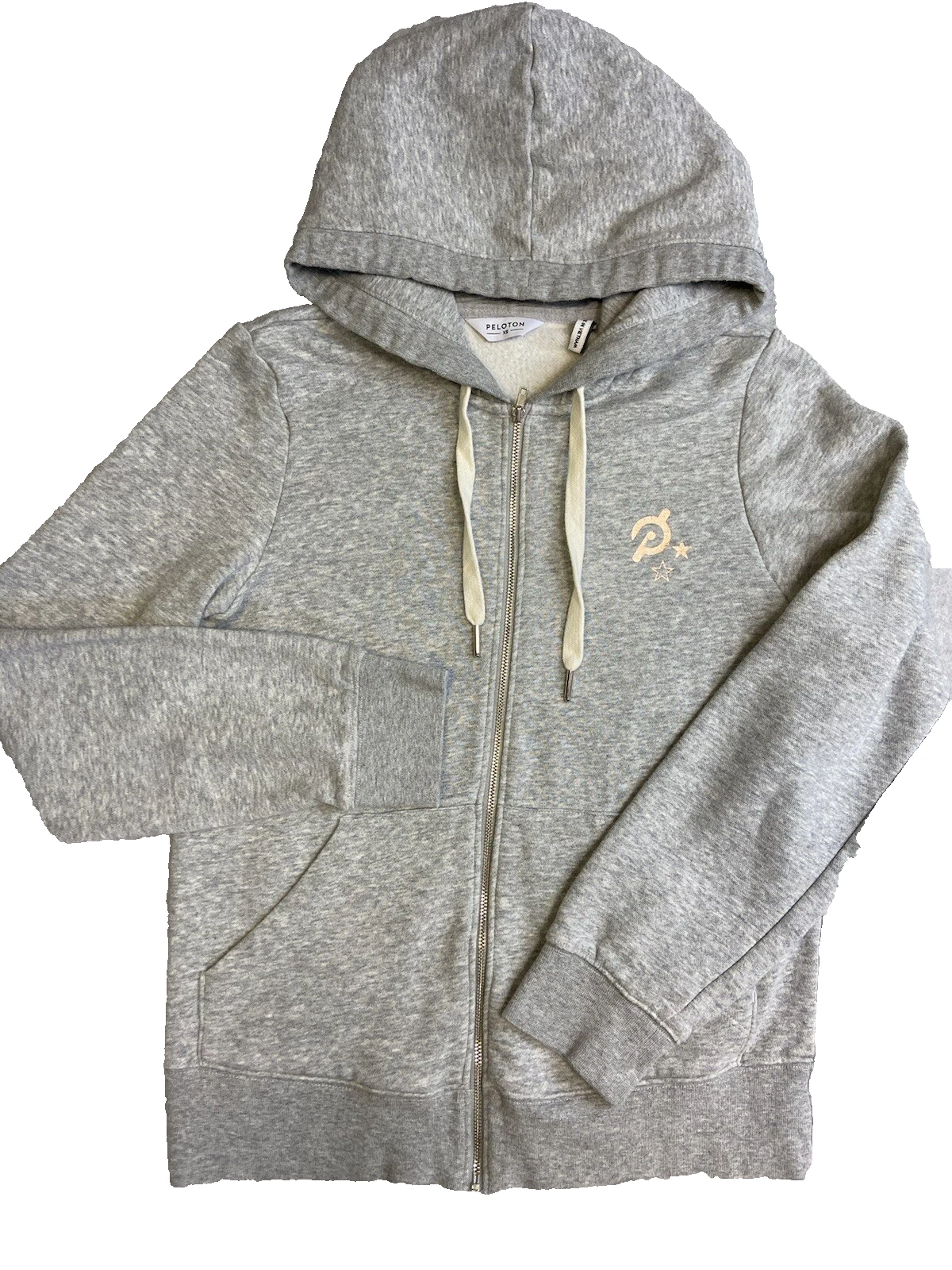 Peloton Womens Full Zip Hoodie XS Gray Athletic Cozy Sweatshirt Pockets