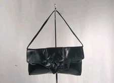 Furla Black Patent Leather Bow Accent Convertible Shoulder Bag Clutch