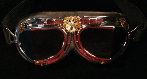 Steampunk Apocalypse Halloween ~ Motorradbrille ~ Bronze Messing Ausrüstung Kristall - Bild 3 von 12