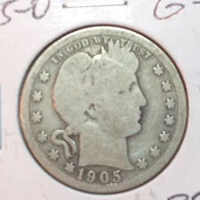 1905-O   G-  Barber Quarter   Only Y shows   Better Date     Combined Shipping