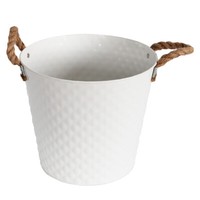 Pflanztopf Pflanzgefäß Zinktopf Diamond Weiß 22Cm Ø Blumentopf Metall ÜBertopf