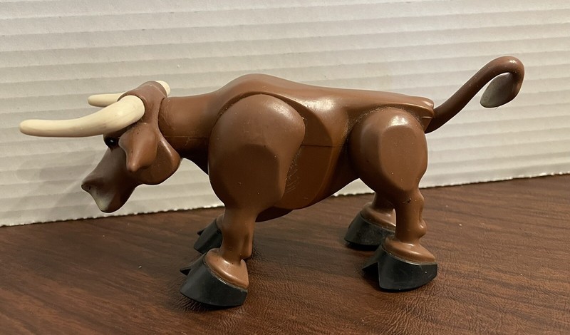 Fisher Price Longhorn Bull Husky Helper Brown Steer Figure 1980 VTG Hong Kong 