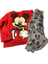 Disney Jr Size 7 Mickey Mouse Red Graphic Sweatshirt Pants Lounge Set