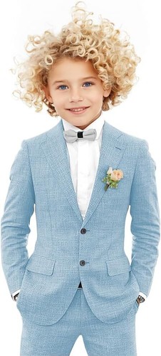 Boy Summer Lightweight Linen Suit Set Blazer Pants Cute Stylish for Wedding Ring - Picture 14 of 36