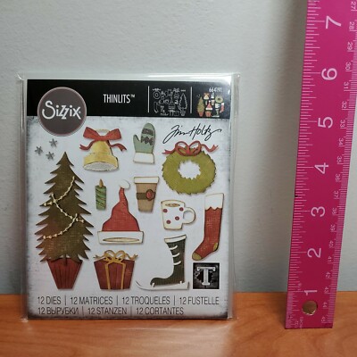 TH3 Sizzix Thinlits Christmas Festive Things  #664191 Tim Holtz Bell Tree Wreath