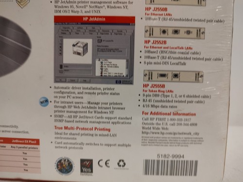 HP HEWLETT PACKARD JETDIRECT CARD 10/100 BASE-TX J2555B *New Sealed* - Picture 9 of 12