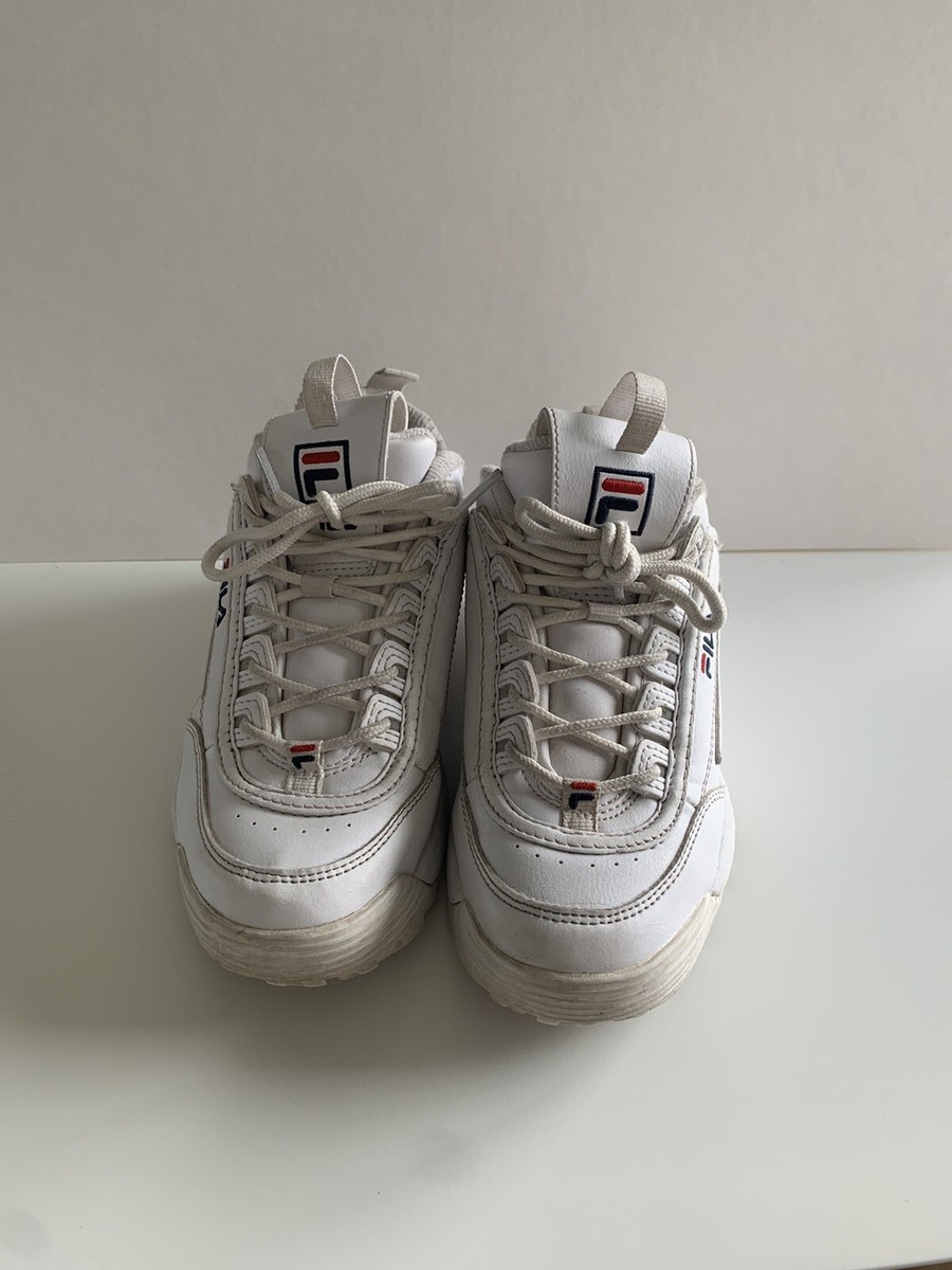Big Kids Fila Disruptor II White Red Navy Casual Sneaker Shoes