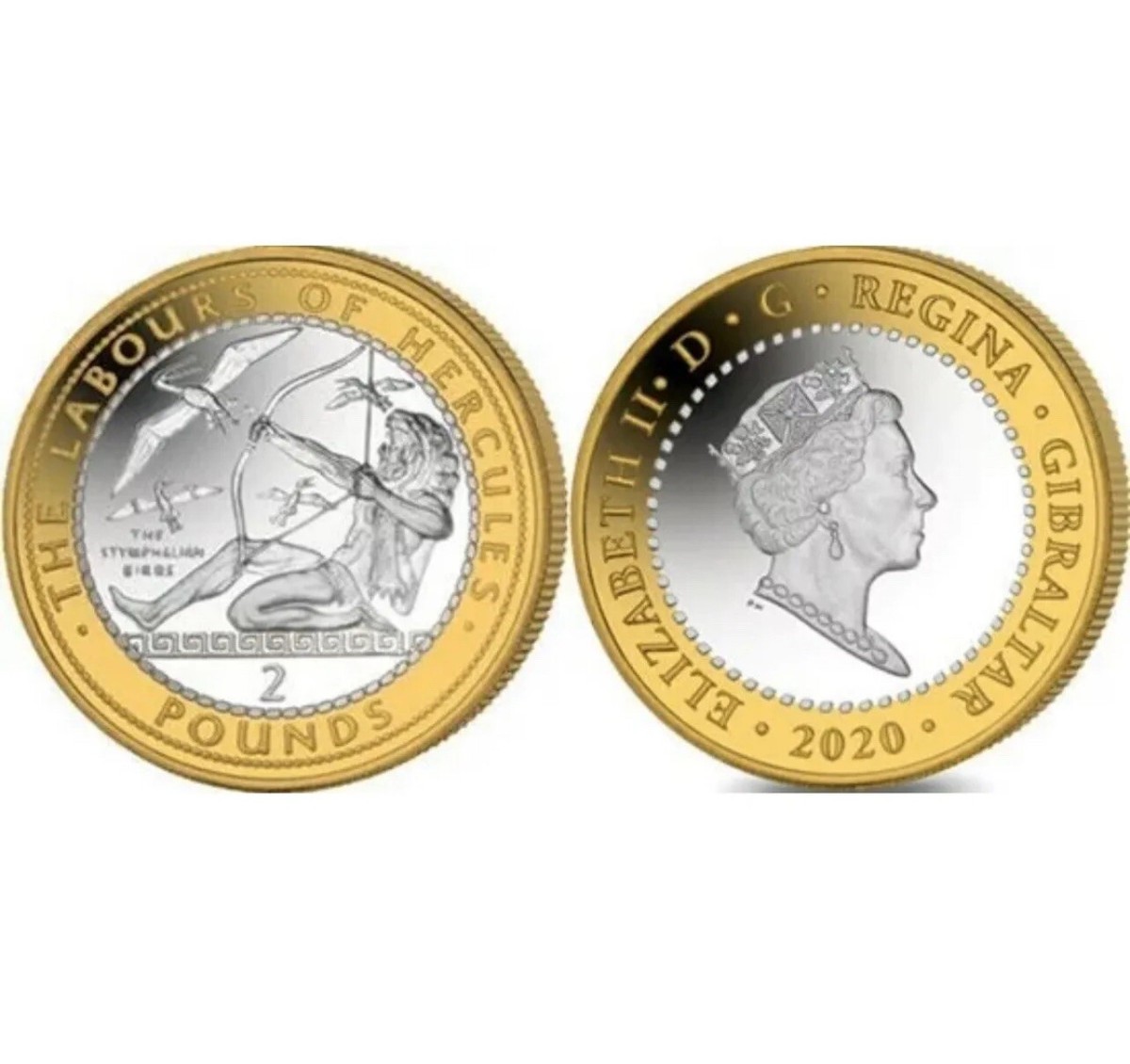 中国 浙江省 ドラゴンメダル 2020年 2020 The Stymphalian Birds LABOURS OF HERCULES £2 TWO POUND COIN