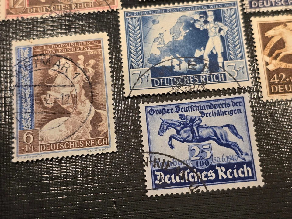 THIRD REICH HORSE RACING BREEDING THOROUGHBREDS Nazi German NSDAP Stamp lot X 7 - Image 3 of 4
